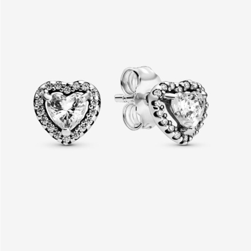 Pandora Elevated Heart Stud Earrings Never Worn